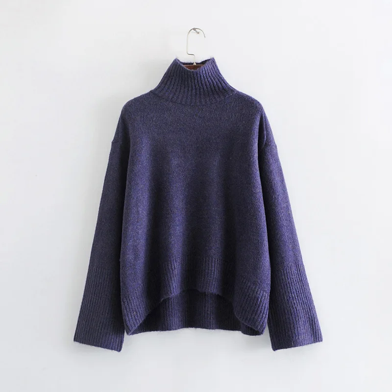 2018 модные осенне-зимние Свитер с воротником Для женщин длинным рукавом Свободные