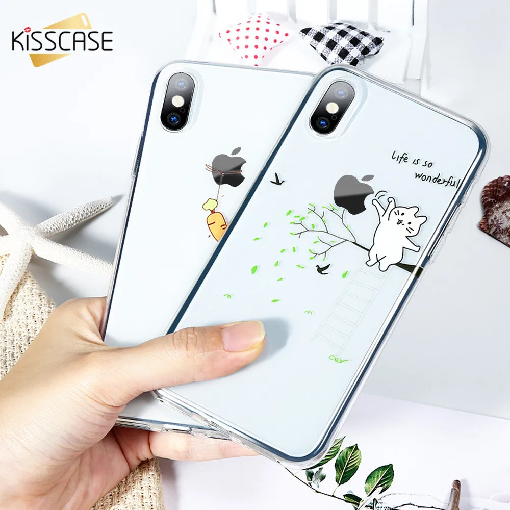 KISSCASE чехол для телефона с животным узором iPhone XR XS MAX X 7 8 6 6S Plus милый мягкий s 5 5S SE