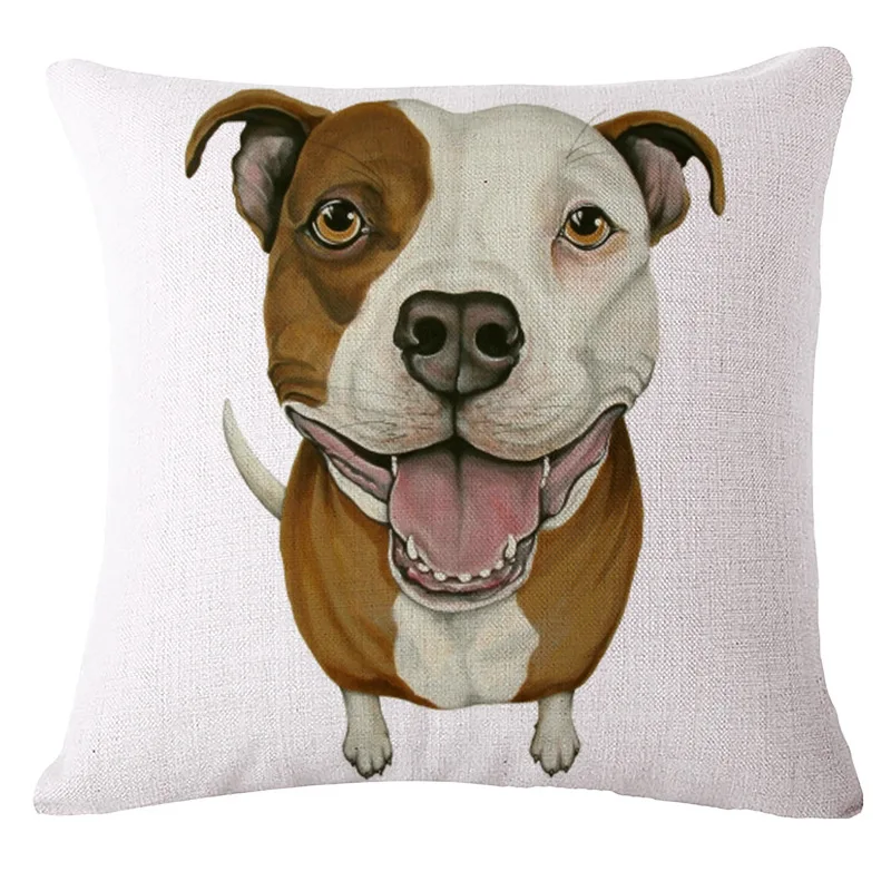 Animal Dog Series Printed Square Cotton Linen Cushion No Filler Decorative Car Sofa French Bulldog Pillow Throw Pillows | Дом и сад