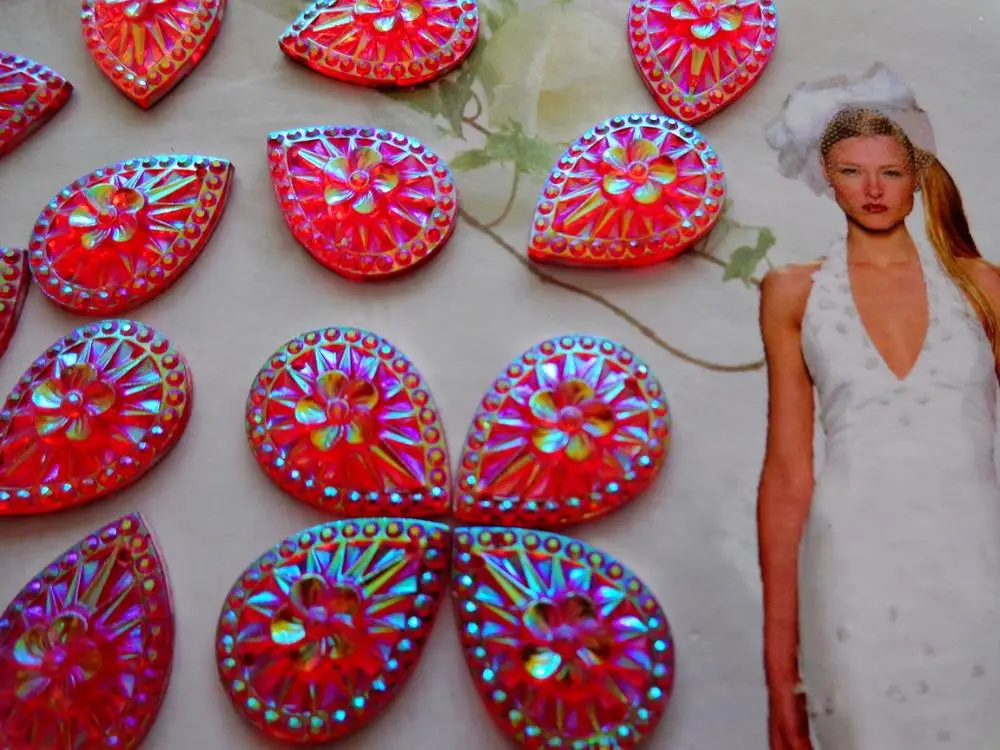 Блестящие красные цветные стразы AB с инкрустированной поверхностью 13*18 мм в