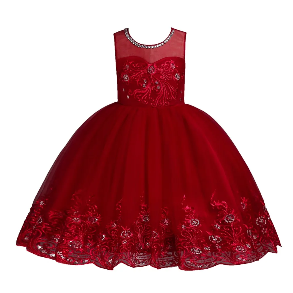 

Girl Dress Diamond Princess Flower Lace Dress Border Dresses Girls Ball Gown Party Plus Size Birthday Christmas Dress -R
