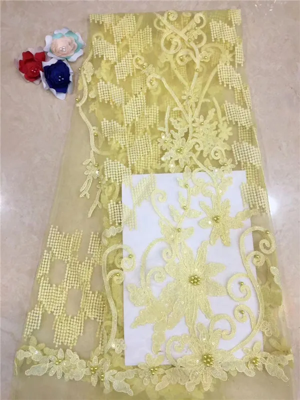 Гипюровая кружевная сетчатая ткань с блестками африканская золотая линия