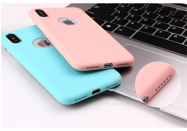 Чехол конфетного цвета с отверстием для iphone 7, 8, 6, 6s Plus, X, XS, MAX, XR, 10, милая девушка, матовый Мягкий силиконовый чехол для телефона