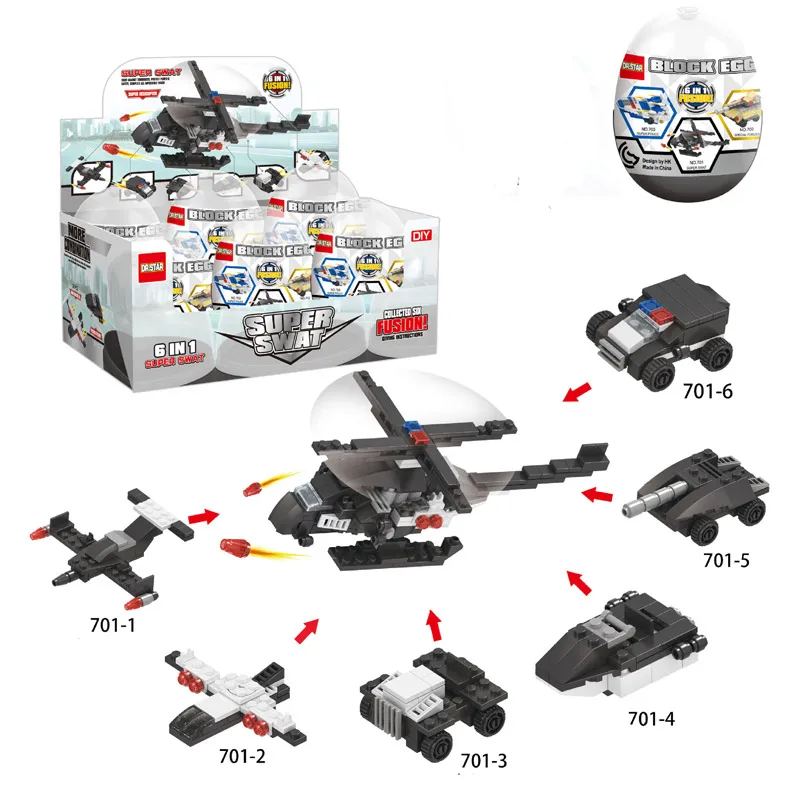6 шт./компл. Танк вертолет яйца Строительные кирпичи комплект для детей Забавный