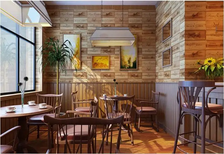 Современные модные 3D обои с дубовой текстурой рулон для ресторана и кофейни