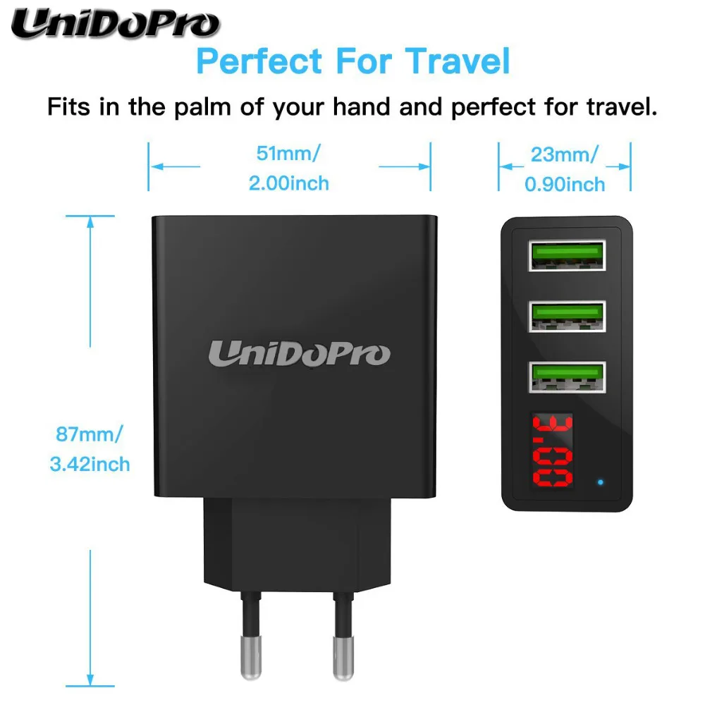Сетевое зарядное устройство с 3 USB-портами и светодиодным дисплеем макс. 2 4 а +