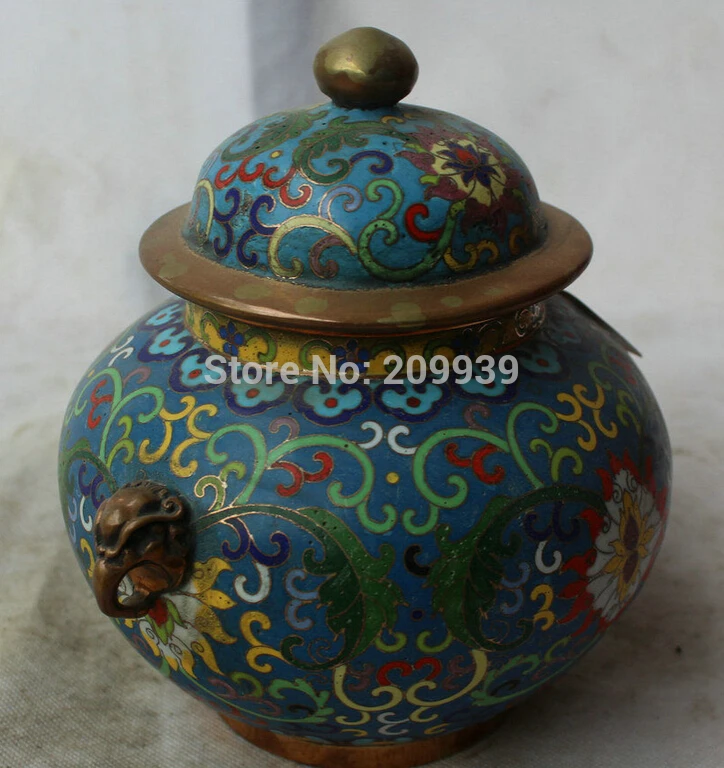 00255 8 &quot клеймо династия китайский дворец Cloisonne бронзовый позолотьте зверь глава