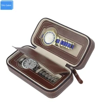 luxury fashion travel watch case 2 storage zippered case organizer leather 2pcs pocket watch box case wallet design storage