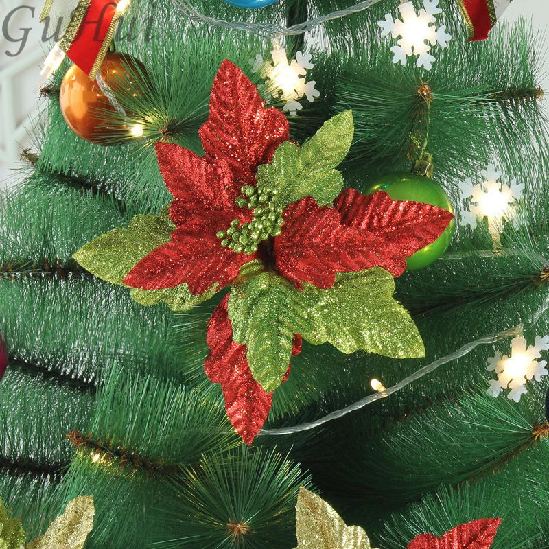 Artificial Flower For Christmas Tree Decor Baubles Large 26cm High Grade Three Layer Velvet Flowers Sticky Powder |