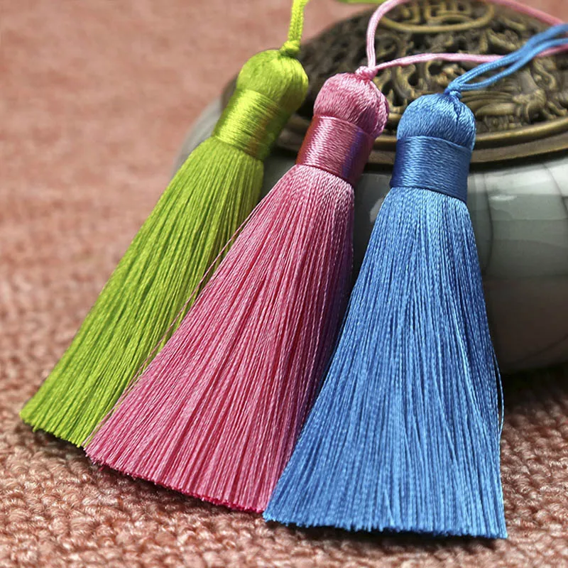 10 шт. кисточки кулон аксессуары для DIY серьги ювелирных изделий 8 см шелковые Сатиновые кисточки ручной работы фурнитура поставщик