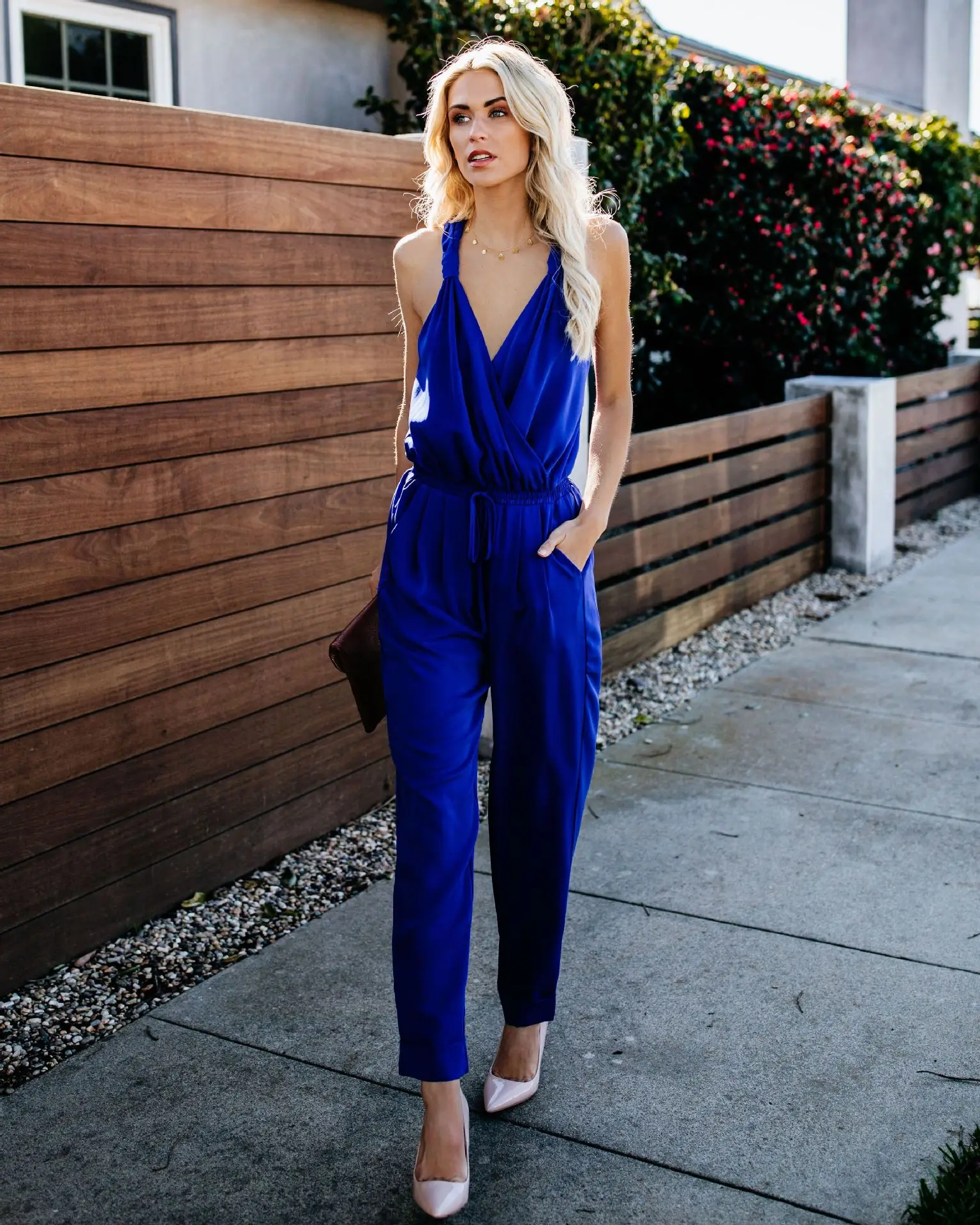 Новый женский s комбинезон длинные брюки v образный вырез Высокая талия черный