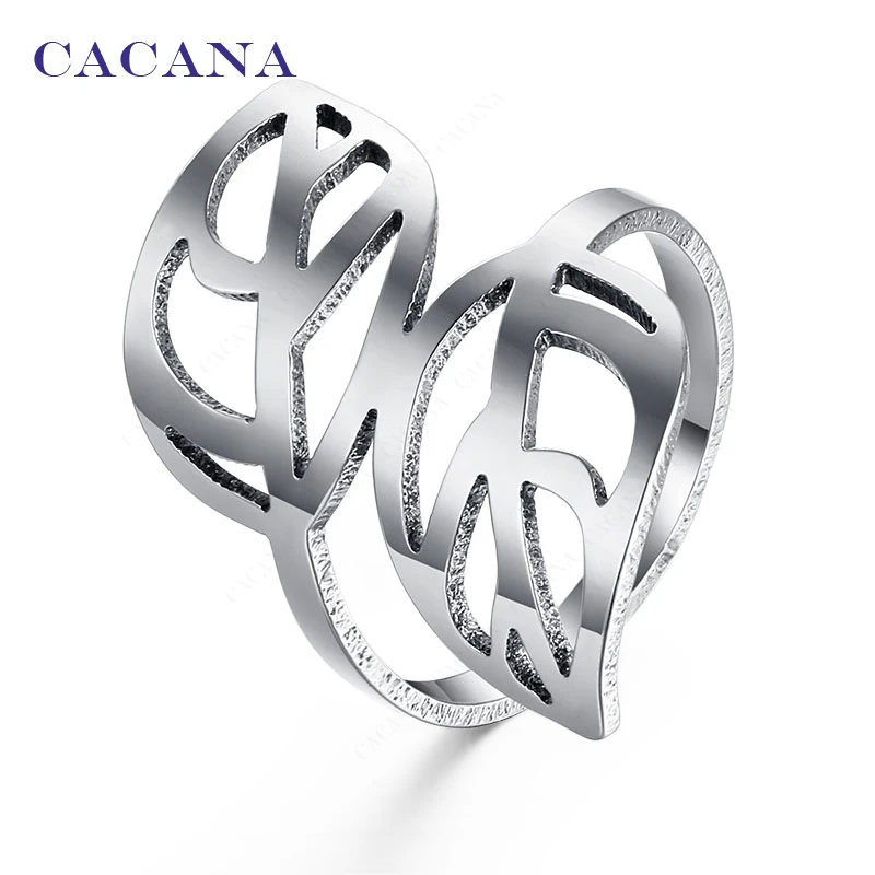 Женские кольца CACANA из нержавеющей стали с двойным листом модные украшения