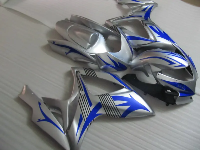 Комплект обтекателей под давлением для GSXR600 750 K6 06 07 GSXR 600 GSXR750 2006 2007 ABS Серебряный