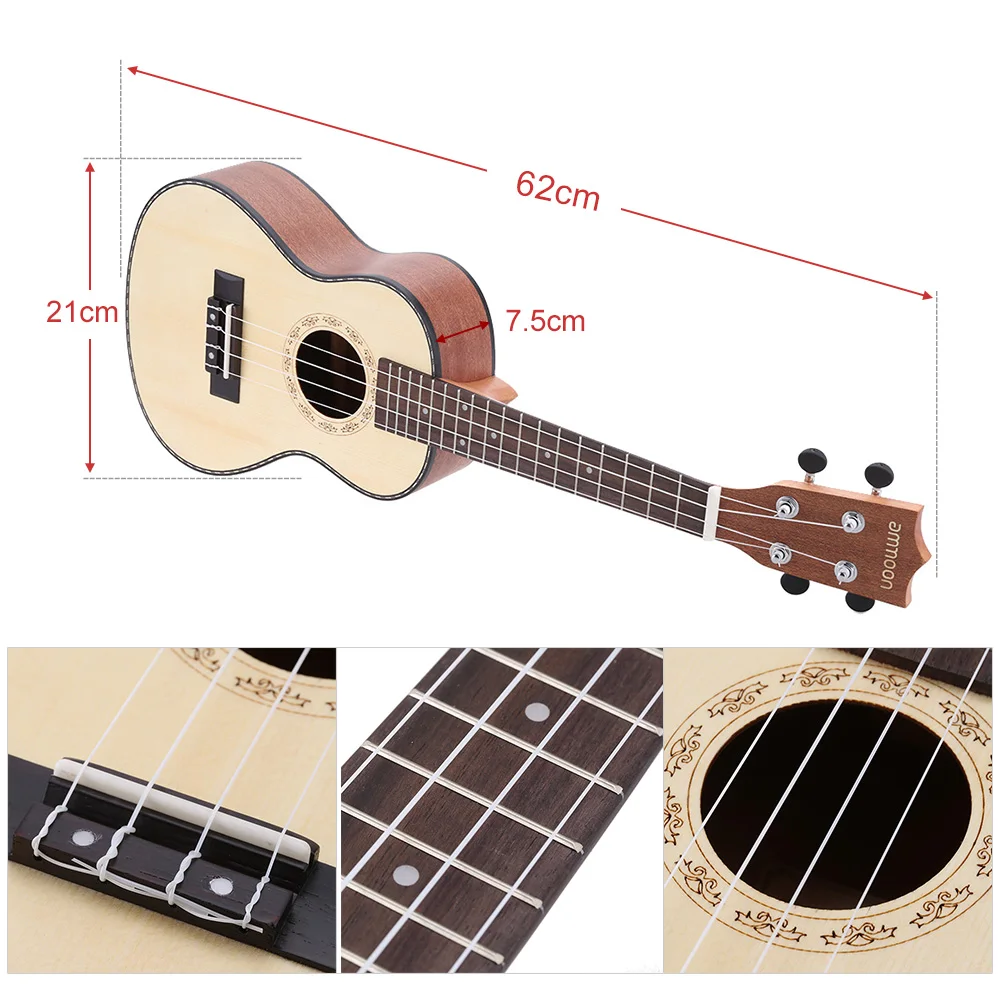 Ammoon 24 &quotГавайская елка ель Sapele Ukelele палисандр гриф 4 струны Гавайская гитара