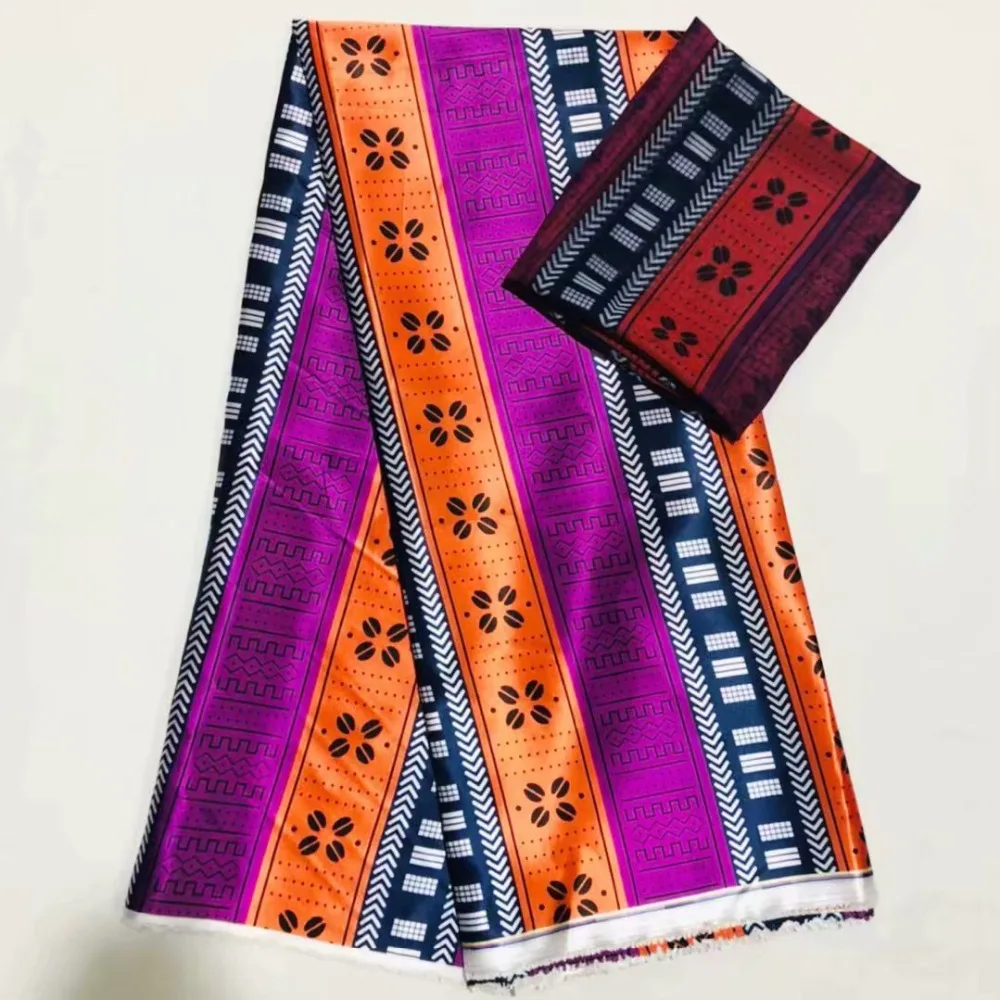 colorful african lace fabric pure silk wax fabric satin dress stretch fabric ankara wax prints pattern for swimsuit 4+2yard/lot