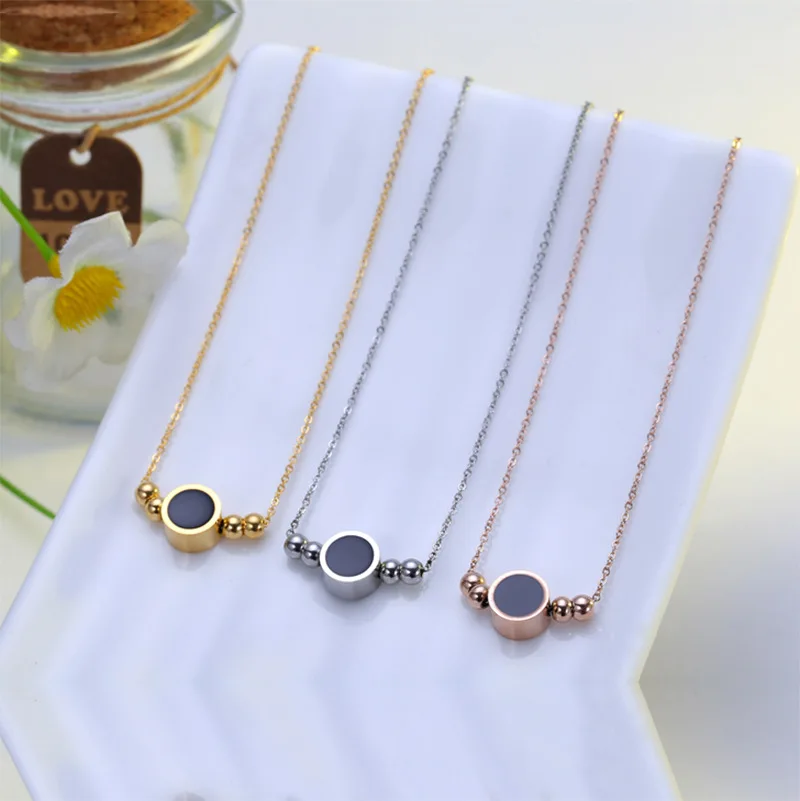 Титановое круглое обсидиановое ожерелье со свисающими бусинами золотого цвета с