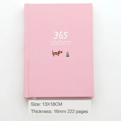 Розовый Jianwu милый мультфильм 365 день план книга Цвет внутренняя страница планировщик тетрадь подарок Книга Школьные принадлежности - Цвет: Розовый