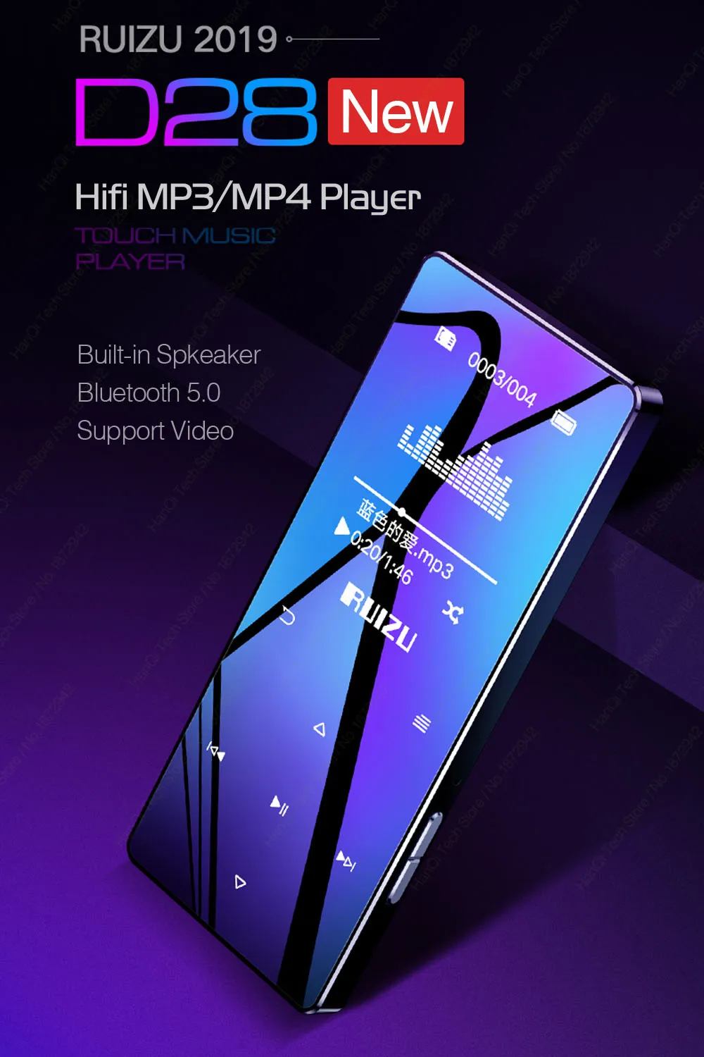 Ruidu D28 Bluetooth MP3 плеер 8G музыкальный плеер Портативный Walkman со встроенным динамиком поддержка fm-рекордер электронная книга часы Шагомер