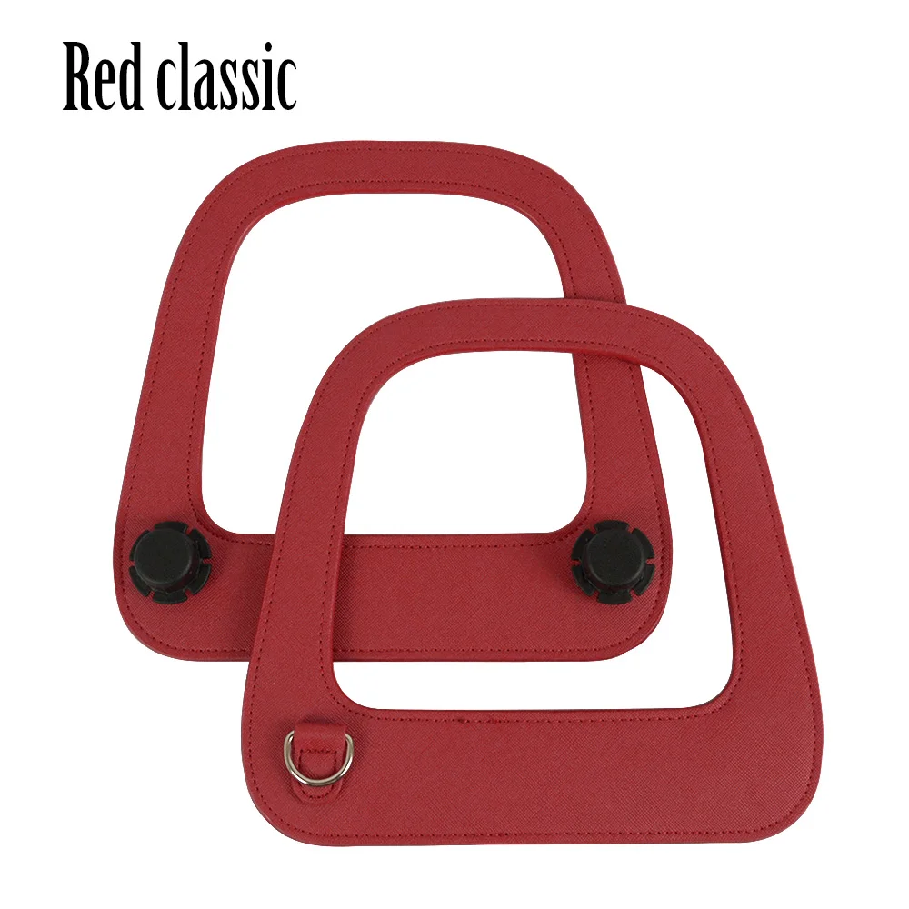 Red Classic Tanqu Новая Большая продолговатая ручка из искусственной кожи с серебряной d-образной пряжкой для стандартной классической сумки Obag - Цвет: Red Classic