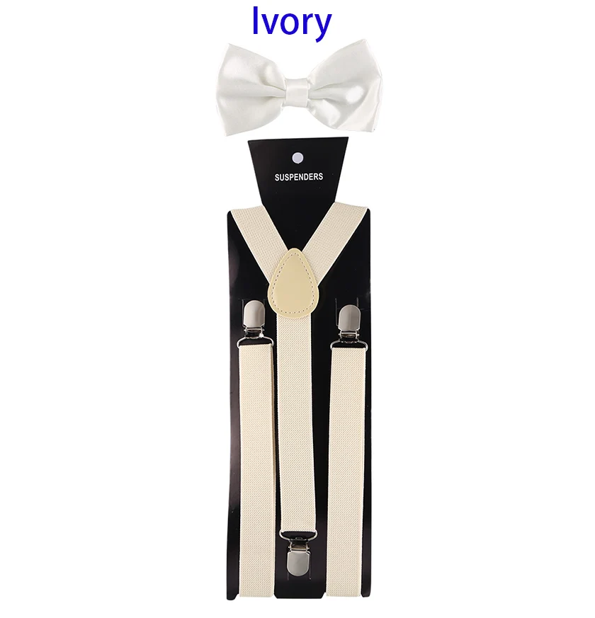 S Bow tie Suspender Set Adjustable Elastic Wedding Belt Strap Shirts Brace For Men Women - Цвет: S
