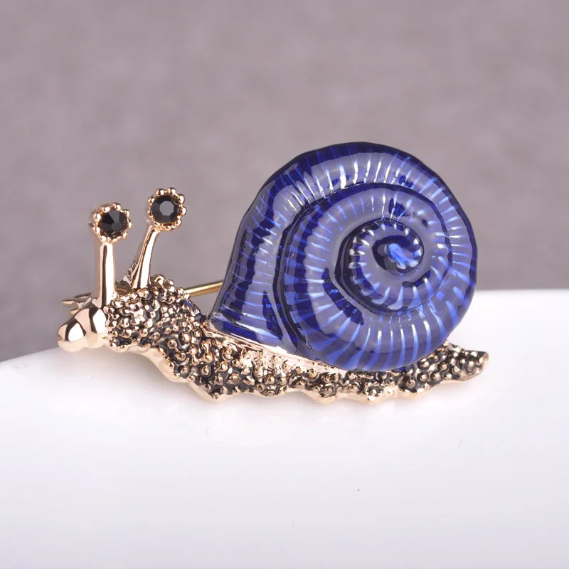 Blucome Snails Brooches For Women Antique Fleur De Lis Enamel Esmalte Animal Brooch Pins Shirt Collar Clip Rhinestone Broaches|snail brooch|animal