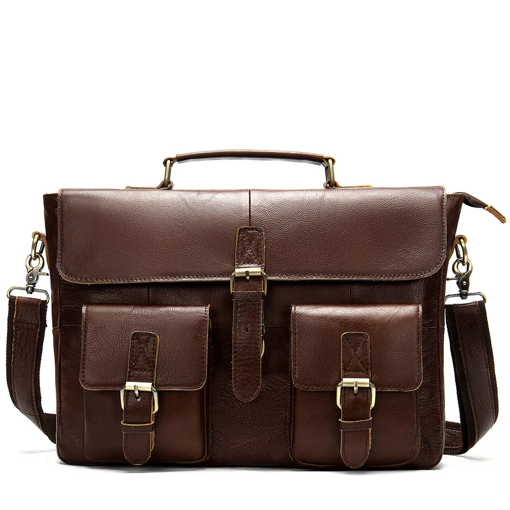 

New Luxury 100% Cow Genuine Leather Business Men's Briefcase Male Briefcase Shoulder Bag Men Messenger Bag Tote Computer Bag