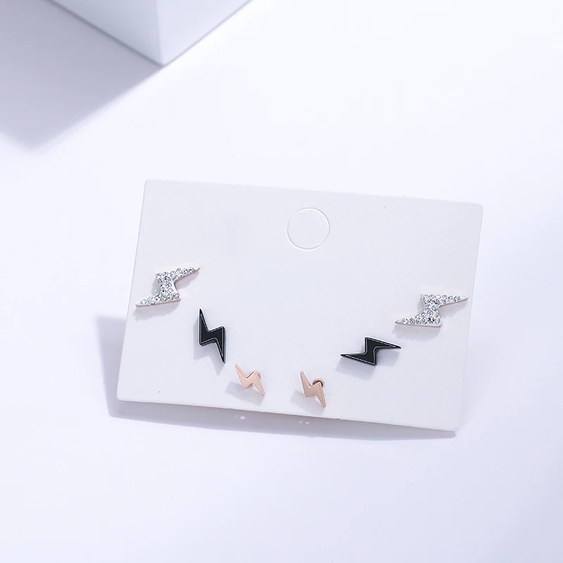 Yhpup Мода 3 пар/компл. Нержавеющая сталь минималистский серьги-гвоздики Стразы Луна Звезда Сердце геометрические серьги для Женская Праздничная обувь