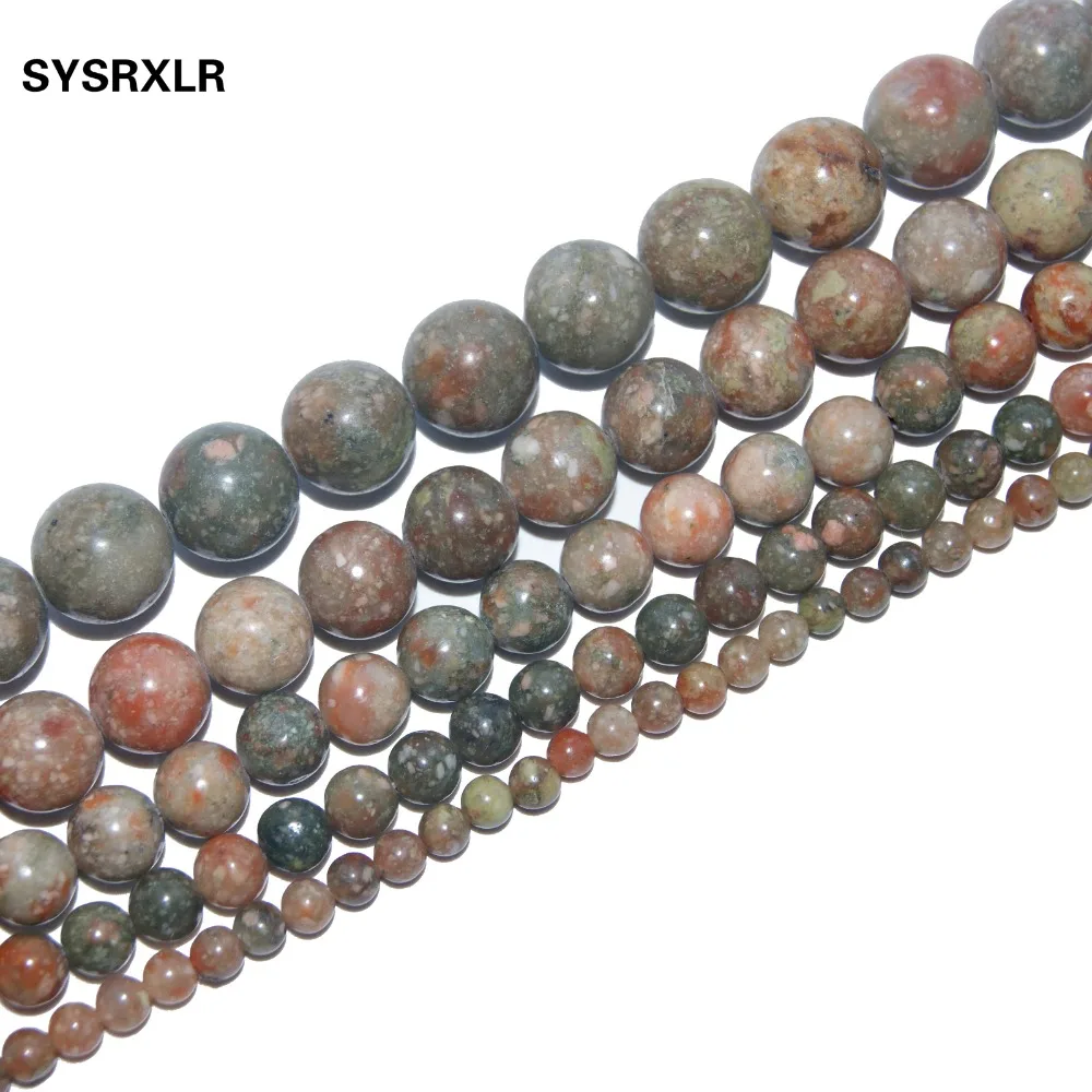 Бесплатная доставка натуральный камень Unakite Круглые бусины для самостоятельного
