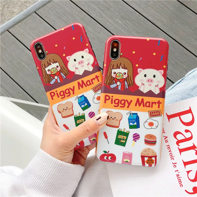 interesting Cartoon girls pig bazaar Phone Case for iphone X Xs Max XR 6 6S 8 7 Plus Soft Silicone Back Cover Coque Capa |