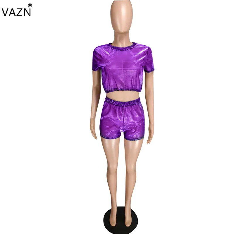 Женский комплект из 2 предметов VAZN однотонный топ с круглым вырезом и короткими