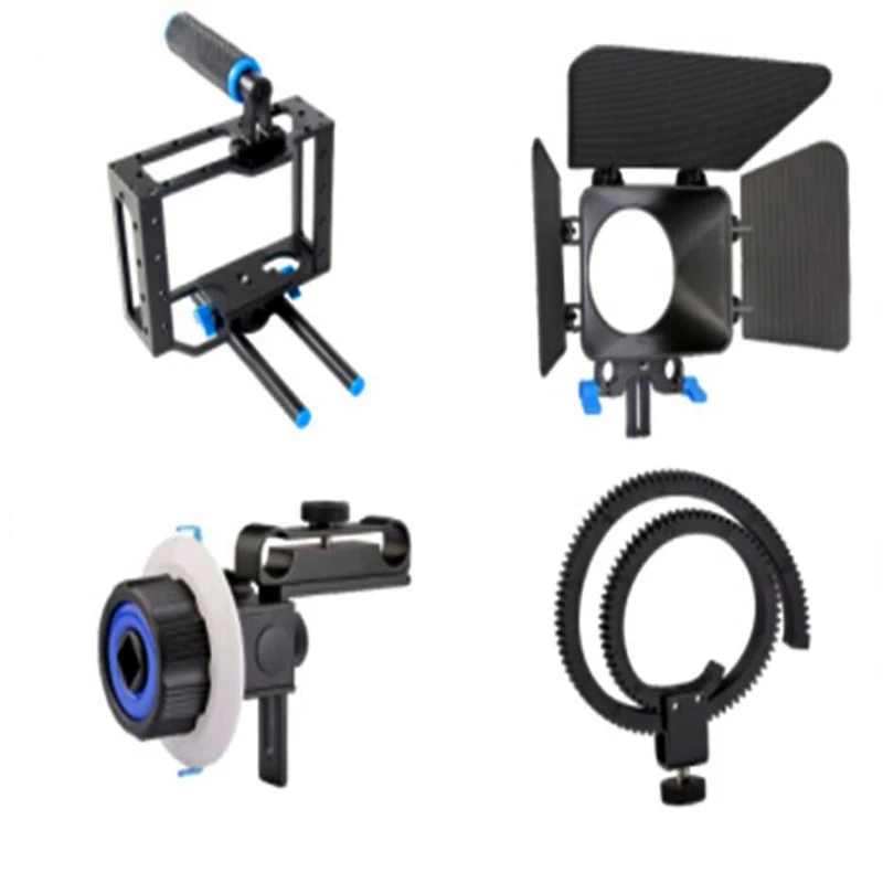 Алюминий сплава ручной железнодорожные 15 мм Rod DSLR Rig Видео Клетки для камеры rail с Топ ручка+ Приборы непрерывного изменения фокусировки камеры+ матовый коробка для Canon Niko