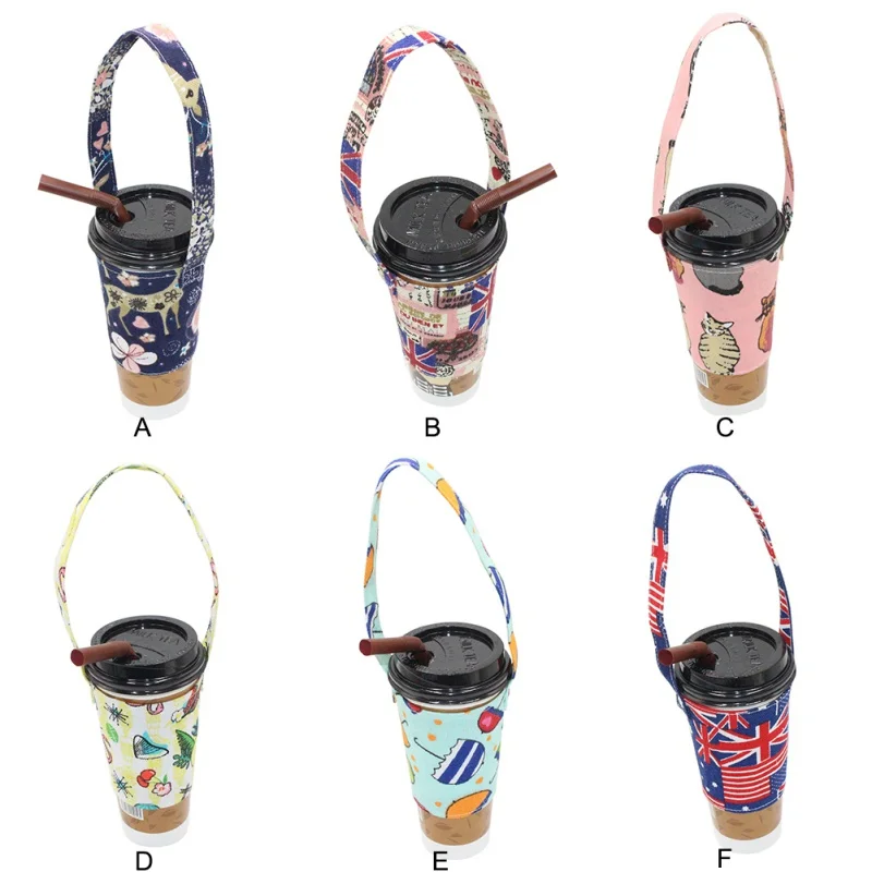 Кофе Молоко чайная чашка с крышкой мультфильм мольберт Tote дома сад напиток чашки Висячие Tote мешки для хранения корзины