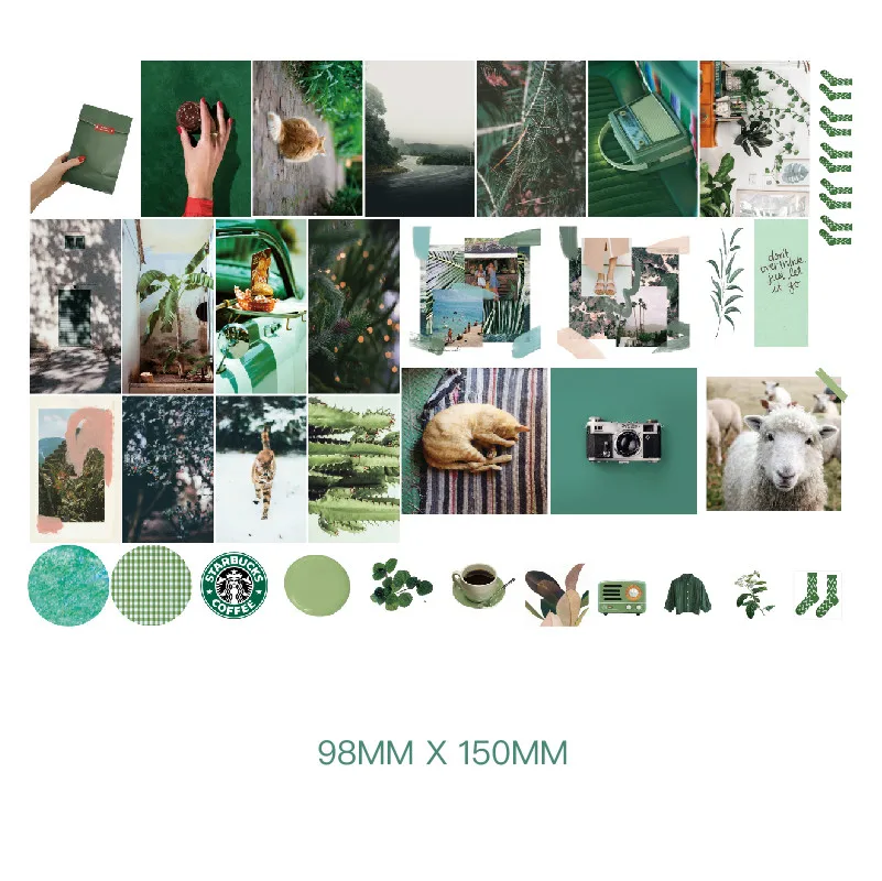 Green Mr. paper 7 видов конструкций, 68 шт./лот, Ins стиль, вычурные фото, декоративные наклейки, скрапбукинг, Bullet Journal, популярные декоративные канцелярские наклейки - Цвет: Green