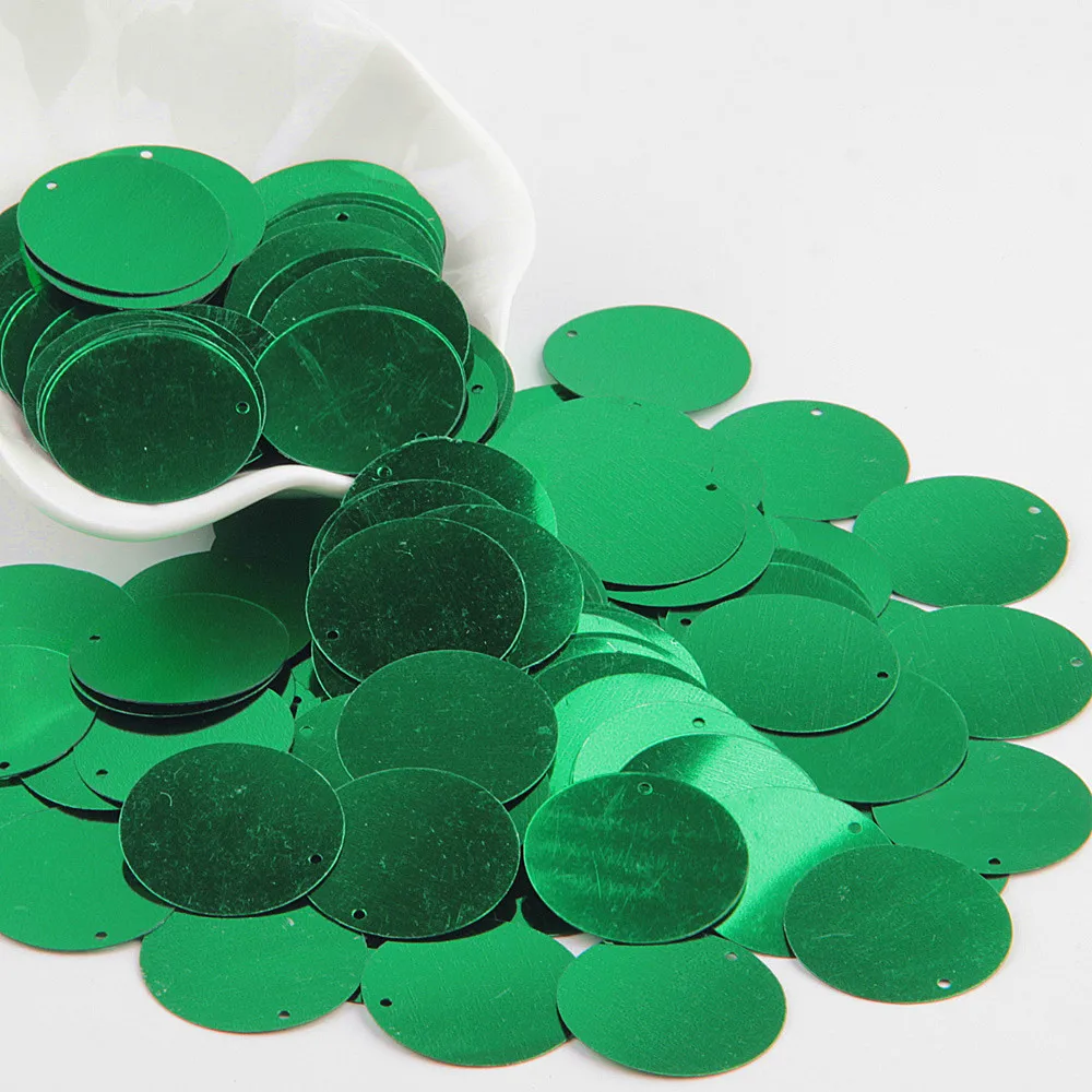30mm green Разноцветные зеленые блестки 3 мм 30 мм плоские круглые ПВХ Свободные цветные блестки для рукоделия Блестки для шитья украшения DIY аксессуары - Цвет: 30mm green