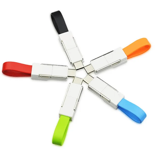 Мульти зарядный кабель Lightning/type C/Micro USB 3 в 1 Магнитный зарядный шнур брелок портативный карманный размер для iOS Android
