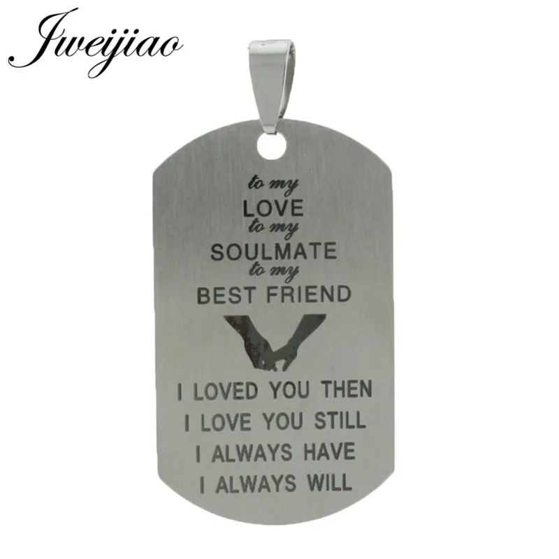 JWEIJIAO модные ожерелья из нержавеющей стали с надписью MY Love/Soul Mate/Best Friend подвески ID