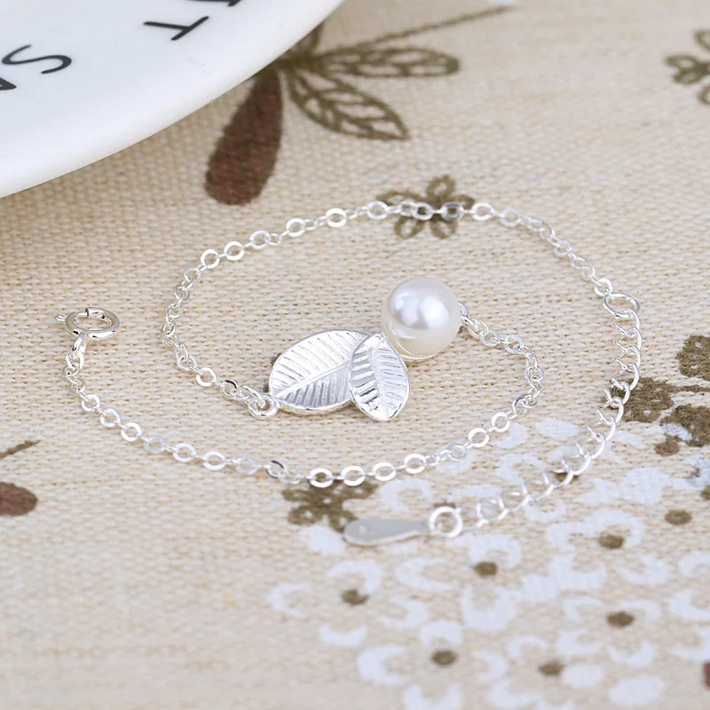 Женский браслет-цепочка Bijoux серебристые браслеты с листьями оптовая продажа 2019 |