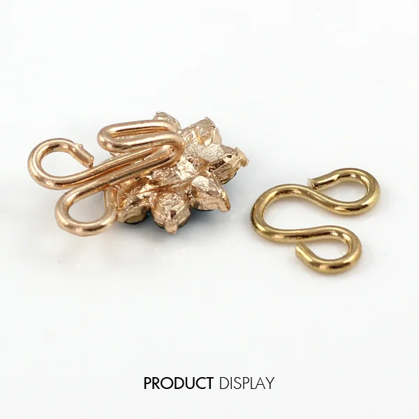 50 компл. Металлический золотой тон Хрустальный цветок украшенный крючок для глаз