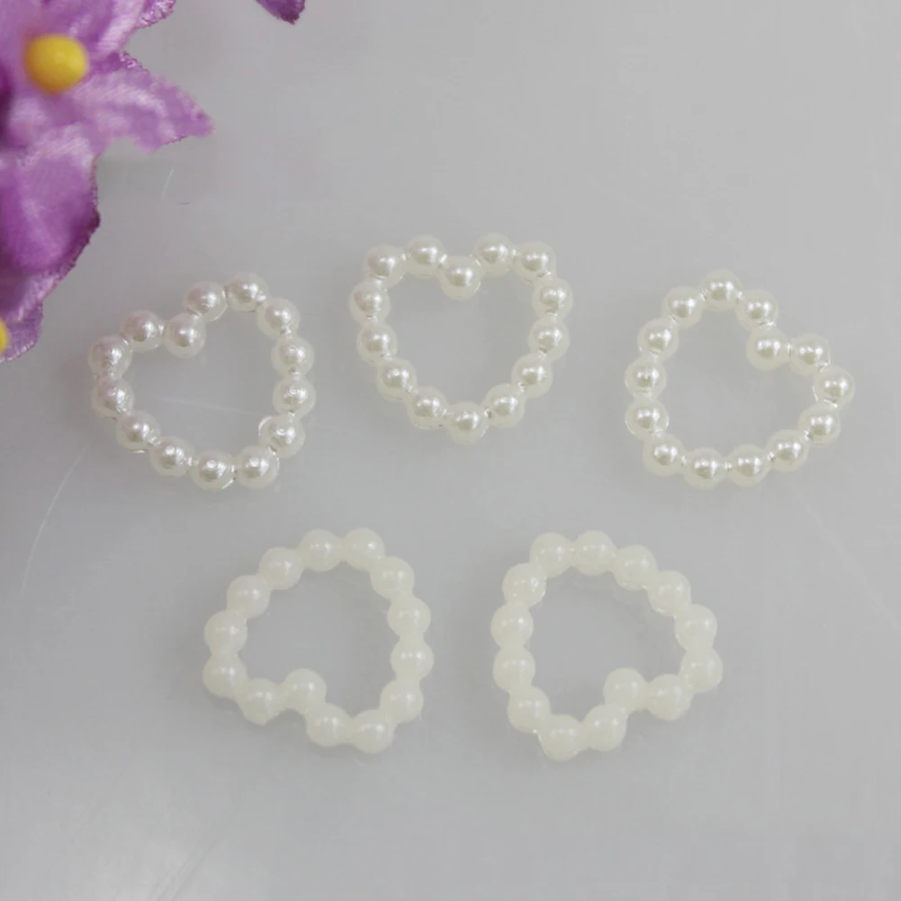 100 Pcs Crafts Wedding Garment Rounded Scatter Heart Shape ABS Imitation Pearl Clothing Decoration DIY Loose | Дом и сад