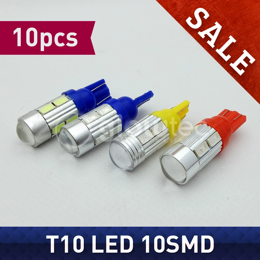 Оптовая продажа 10 шт. T10 10SMD 5630 SMD 194 W5W Светодиодная автомобильная лампа без ошибок CAN-шина Автомобильная Лампа Белая красная синяя ледяная синяя GLOWTEC