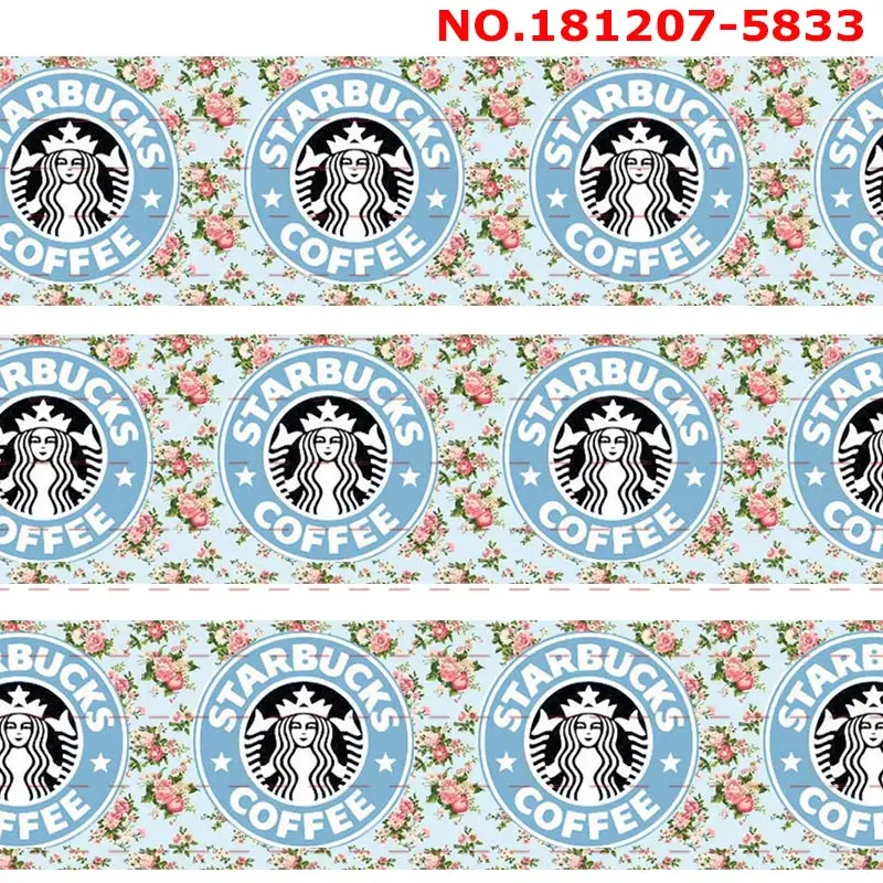 New 50 yards famous coffe store ribbon cartoon printed grosgrain 5827 | Дом и сад