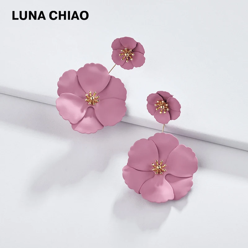 Женские серьги-подвески LUNA CHIAO 9 цветов съемные спереди и сзади с цветочными