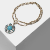 amorita boutique blue flower pendant necklace fashionable necklace