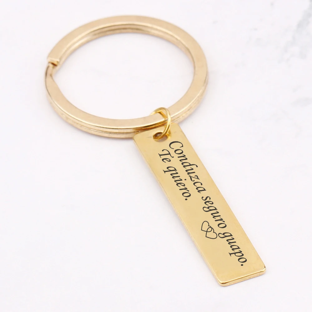 Engraved Spanish language Drive safe Handsome I love you key Chains Couples lover's Parents Tag Driver Keys Holder driver | Украшения и