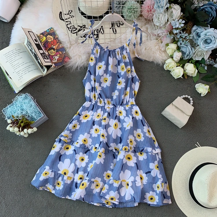 Женское платье на бретельках ALPHALMODA Пляжное с цветочным принтом лето 2019 | Женская