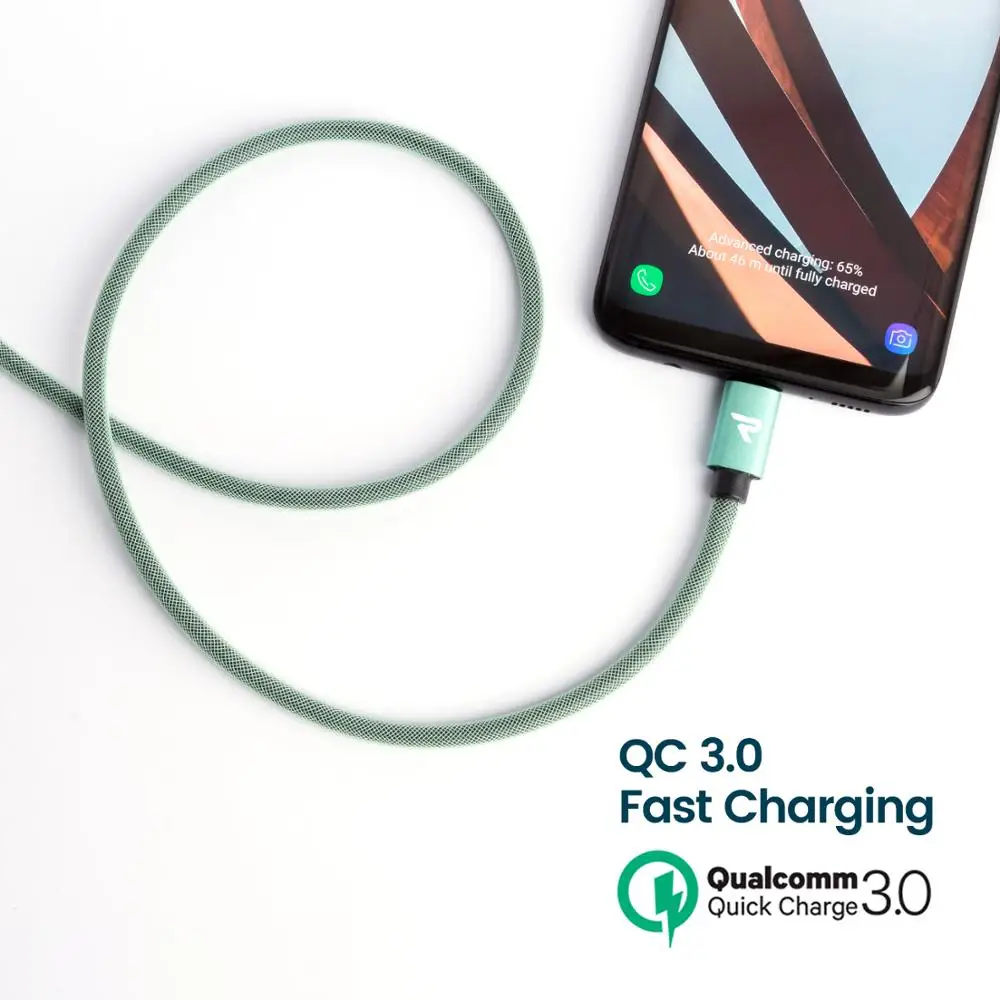 RAMPOW QC3.0 ажурный USB C кабель для huawei P20 liet Быстрая зарядка usb Xiaomi 9 type samsung S9/S10|Кабели