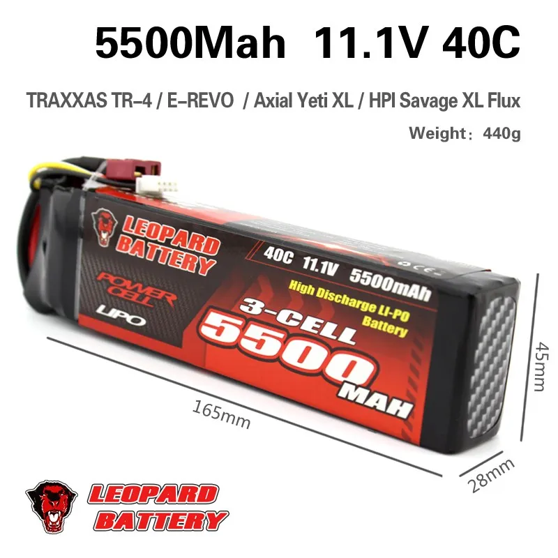 LEOPARD power 11 1 V 5500mAh 40C 3S для TRX Plug Lipo батарея TRAXXAS TR 4 E REVO Axial Yeti XL модели автомобилей