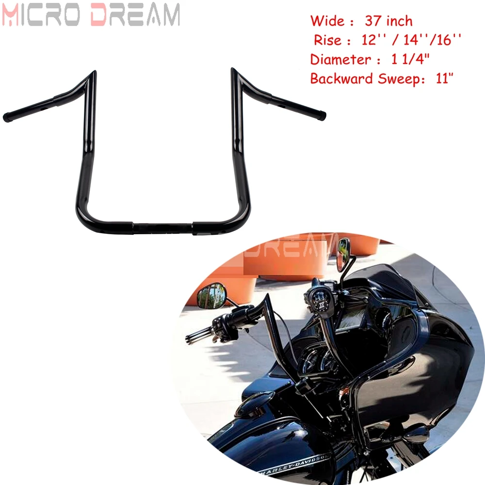 12 'ཊ'' 16 ''Rise Monkey Bagger Bar летучая мышь обтекатель руль Ape для Harley Softail Touring Road