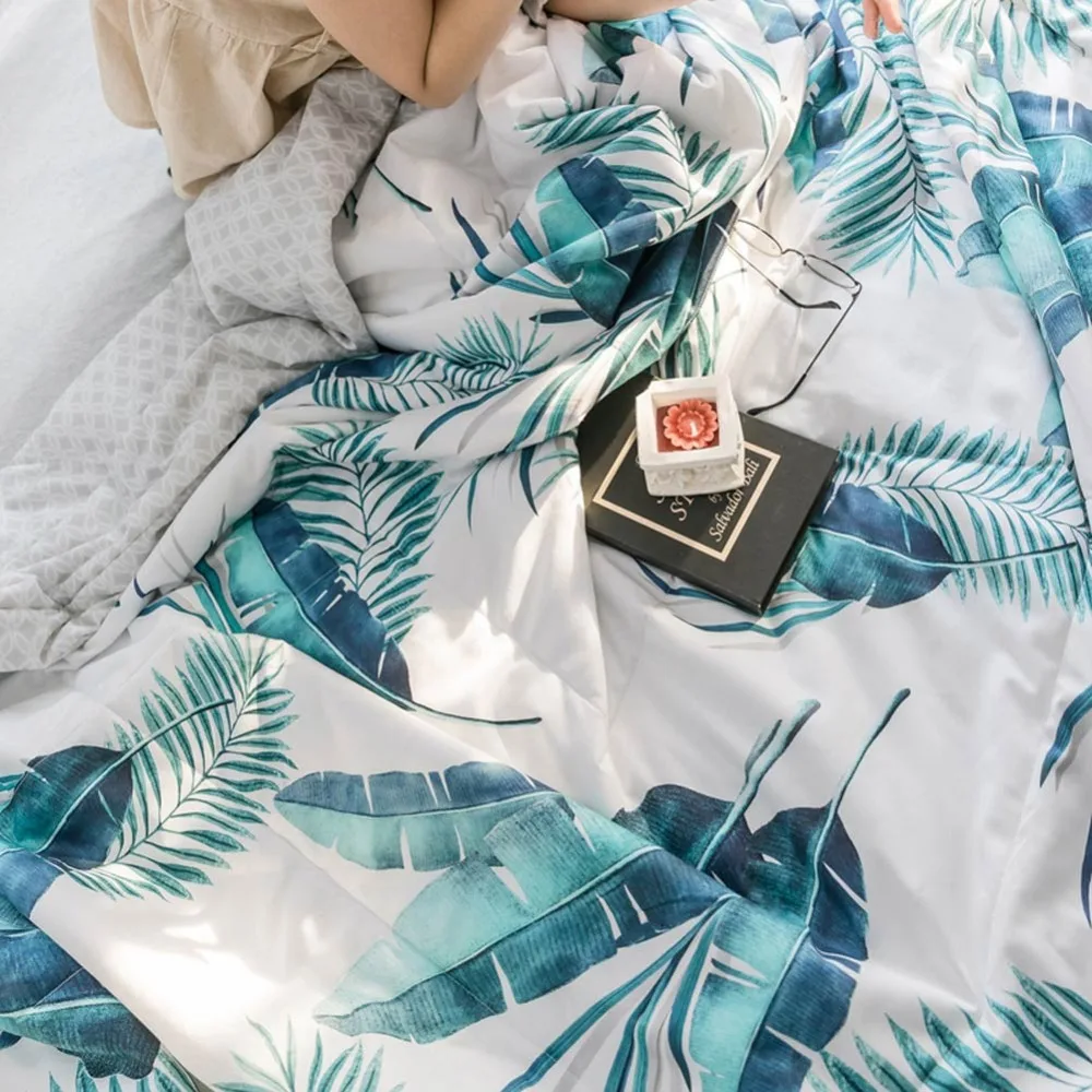 INS/пасторальные листья зеленое стеганое одеяло летнее из хлопчатобумажной ткани