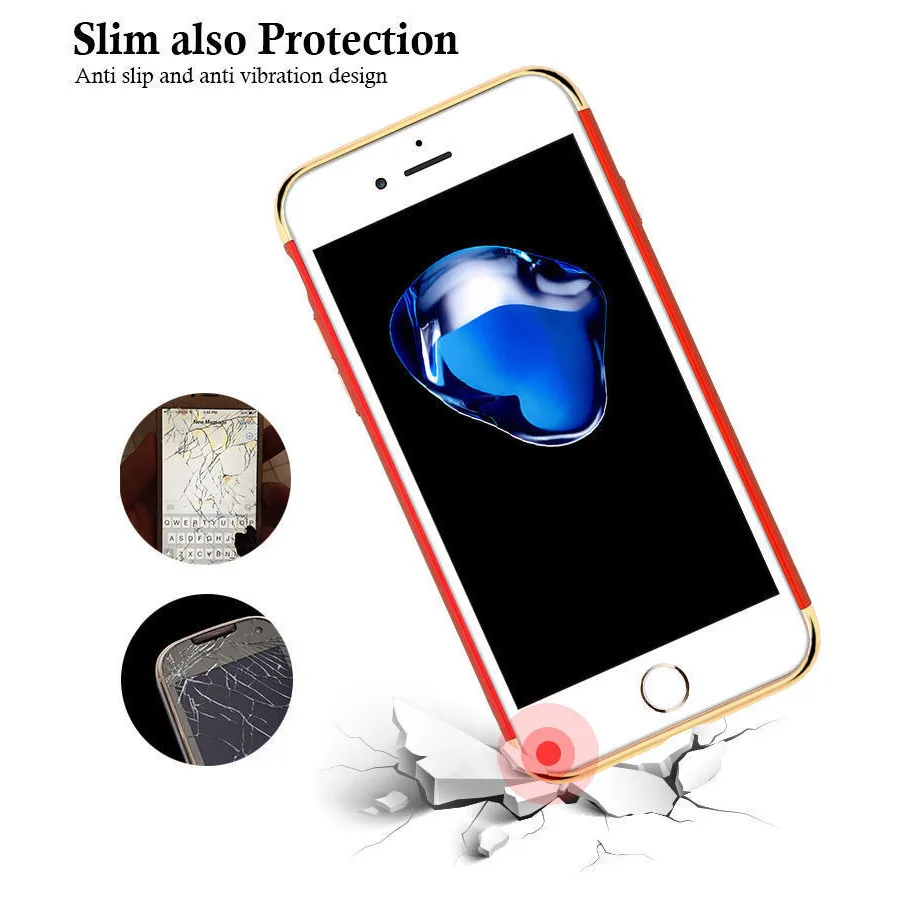 for iPhone X 10 8 7 Plus Luxury Shining Glossy Hard PC Back Shell Cover 3in1 Shockproof Slim Thin |